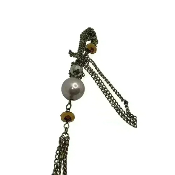 Faux pearl and glass necklace  44 inches - Picture 4 of 5